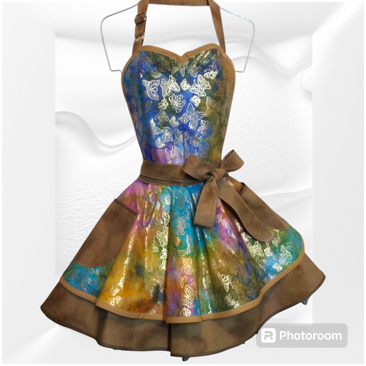 Gold and butterflies Retro Style hostess Apron